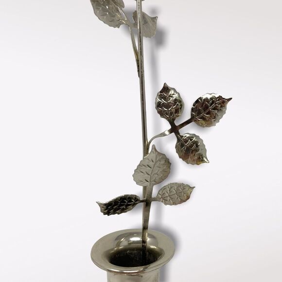 Vintage | Silver 25th Anniversary Rose In Vase - Picture 3 of 6
